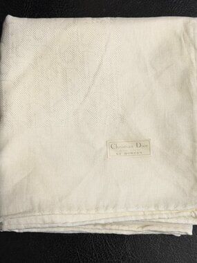 New Christian Dior Vintage White Handkerchief Trotter Monogram Cotton